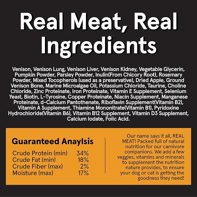 TRMC Real Meat Air Dried Dog Food w/Real Venison - Two 5lb Bags of USA-Crafted Grain-Free Real Meat Dog Food Sourced from Hormone-Free, Free Range, Grass-Fed Venison - All Natural, High Protein