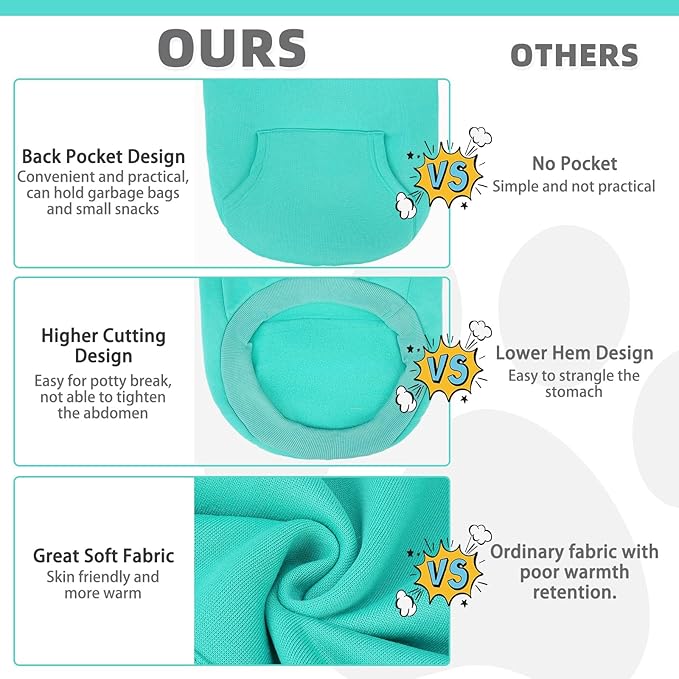 KOOLTAIL Dog Hoodie for Large Medium Small Dogs,Soft&Warm Pet Sweater with Leash Hole&Pocket Boy Girl,Puppy Fall Winter Jacket Clothes,French Pitbull Cold Weather Coat Sweatshirt,Lake Blue L