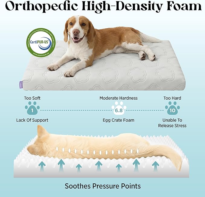 LE SURE Orthopedic Cooling Dog Bed, XL Q-Max>0.5 Cooling Mat with Removable Washable Cover, Breathable Egg Crate Foam Non-Slip Summer Pad for Extra Large Active/Senior/Long-Haired Pets, 41x27 Inch