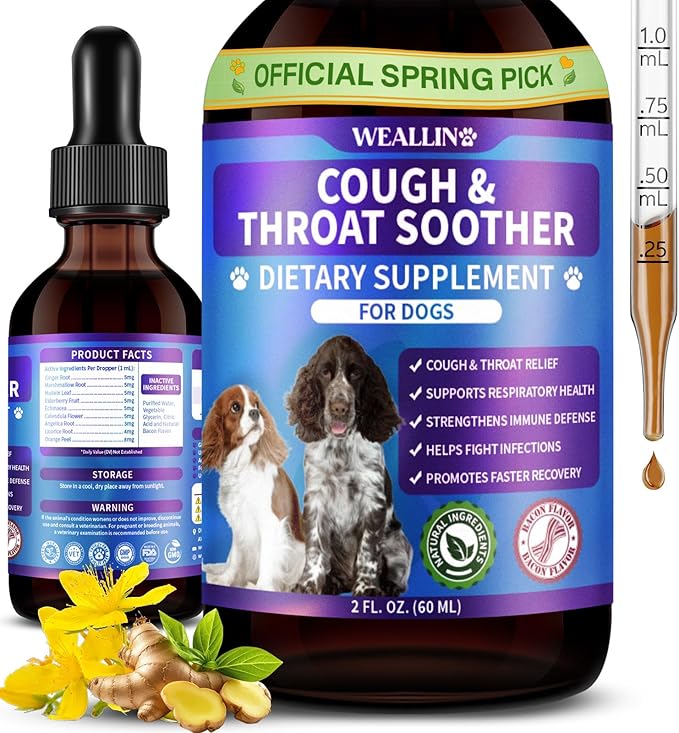 Dog Cough Treatment Support for Dogs - Dog Cough Care Natural Solution for Cough Natural Dog Cough Supplement Herbal Drops Support for All Breeds - 60 ml/2 Fl Oz