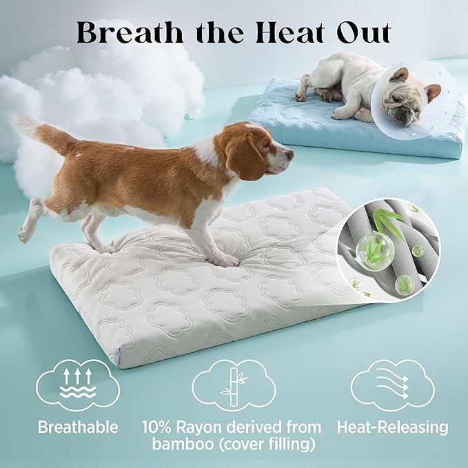 LE SURE Orthopedic Cooling Dog Bed Medium Size Dog, Q-Max>0.5 Cooling Mat with Removable Washable Cover, Breathable Egg Crate Foam Summer Pad for Active/Long-Haired/Senior Pets/Cats/Puppy, 29x18 Inch