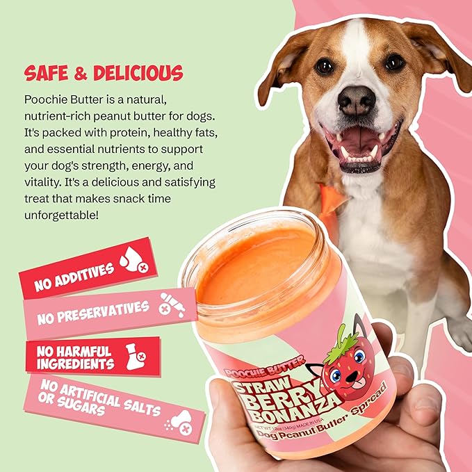 Dilly's Strawberry Dog Treats | Chunky Dog Peanut Butter with Strawberry, Natural Dog Snack (12oz Jar)