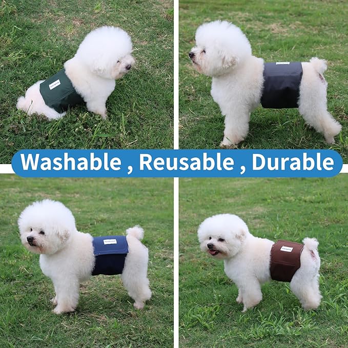 Washable Belly Band for Male Dogs,Pack of 5 Reusable Super Absorbent Medium Dog Diapers Male Doggie Belly Wrap,L