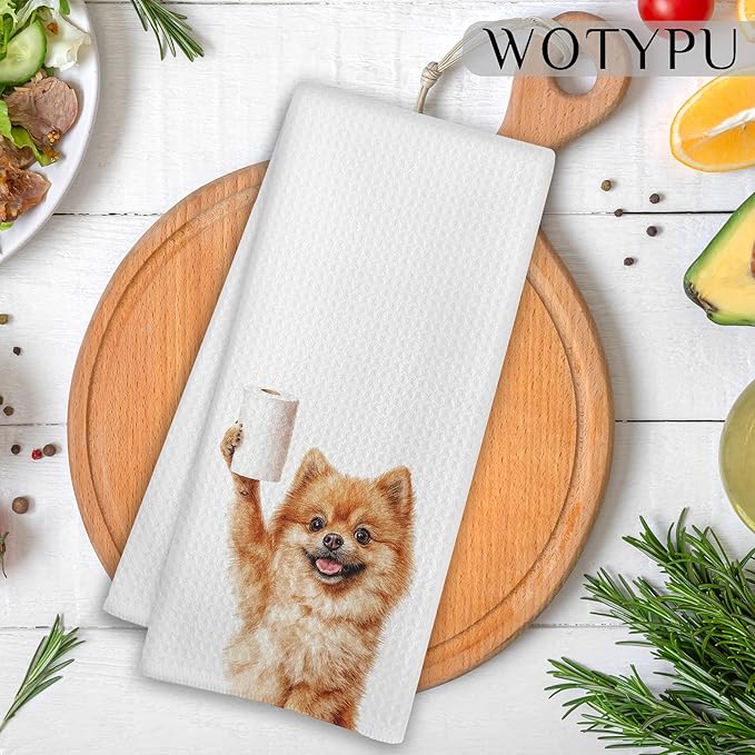 Funny Pomeranian Gifts Bathroom Hand Towels, Pomeranian Dog Lovers Gifts Decorative Hand Towels for Kids Guest Bathroom Washroom Half Bath, 16X24 Inch