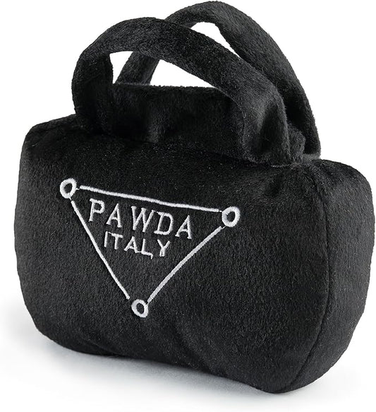Haute Diggity Dog Pawda Handbag, Plush Designer Dog Toys with Interactive Squeaker, Stimulating Pet Enrichment, Machine-Washable & Safe Materials for All Breeds, Size Large