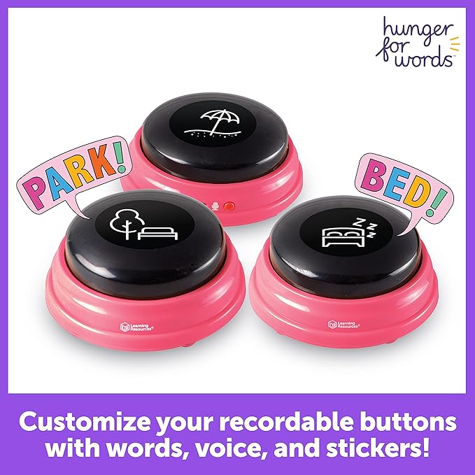 Hunger For Words Talking Pet Next Words Locations - 3 Piece Set of Recordable Speech Buttons for Dogs, Dog Buttons for Communication