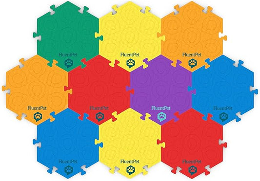 FluentPet Extra Large FlexTiles for Big and Small Buttons - 10-Pack Holds Big 3.5 1.9" Talking Dog and Cat Buttons Each Button Mat Securely Holds 6 Buttons - Durable and Non-Slip