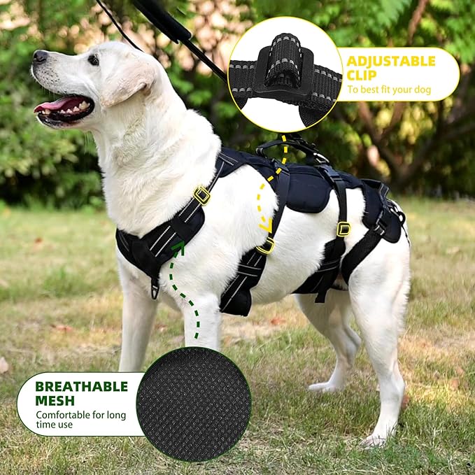 PUPTECK Dog Lift Harness for Medium Large Sized Dog, Rehabilitation Sling for Hind Leg Support, Multifunctional Mobility Assistance Harness for Old, Disabled, Joint Injuries, Paralysis Dogs