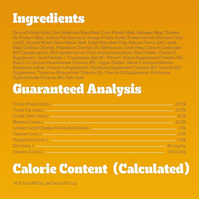 Pedigree Dry Dog Food for Adult Dogs, High Protein, Beef and Lamb Flavor, 18 lb. Bag