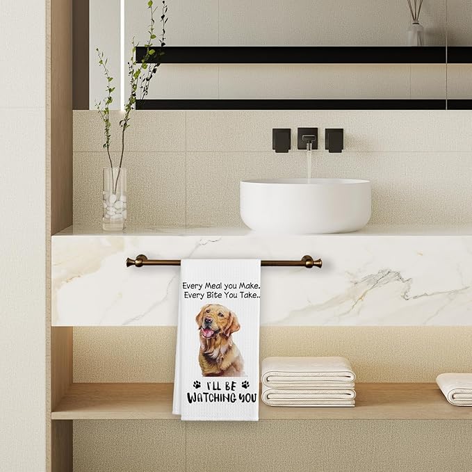 Funny Golden Retriever Kitchen Towels Decorative, Dog Funny Hand Towels, Dog Lovers Gifts for Women, Every Meal You Make Every Bite You Take Bath Decor and Accessories, 16x24 Inches
