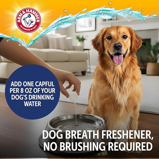 Arm & Hammer Complete Care Dental Water Additive for Dogs, Dog Breath Freshener, Dog Mouth Wash or Dental Rinse, Simply Add to Pet Drinking Water for Fresher Breath, Value Size 35 FL OZ