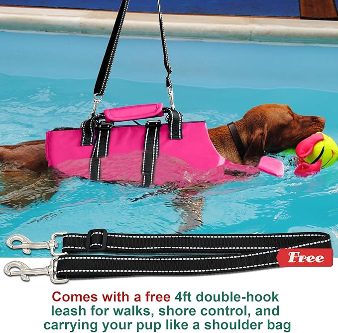 Fragralley Dog Life Jacket with Self-Locking Zipper, High-Buoyancy Ripstop Dog Swimming Vest, Floating Vest with Rescue Handle for Swimming and Boating, PFD Available for Small, Medium, and Large Dogs