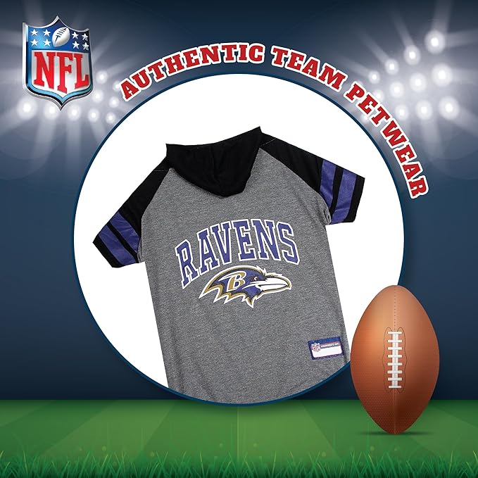 Pets First Hoodie for Dogs & Cats. NFL Football Licensed Dog Hoody Tee Shirt, Small. Sports Hoody T-Shirt for Pets. Licensed Sporty Dog Shirt