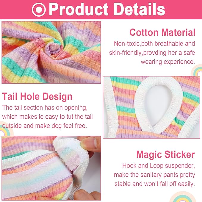 QBLEEV Dog Diapers Female Washable Sanitary Pantie with Adjustable Suspender, Reusable Doggie Period Panties, Pet Underwear Diaper Jumpsuits for Male Dogs in Heat, Puppy Diapers for French Bulldog M