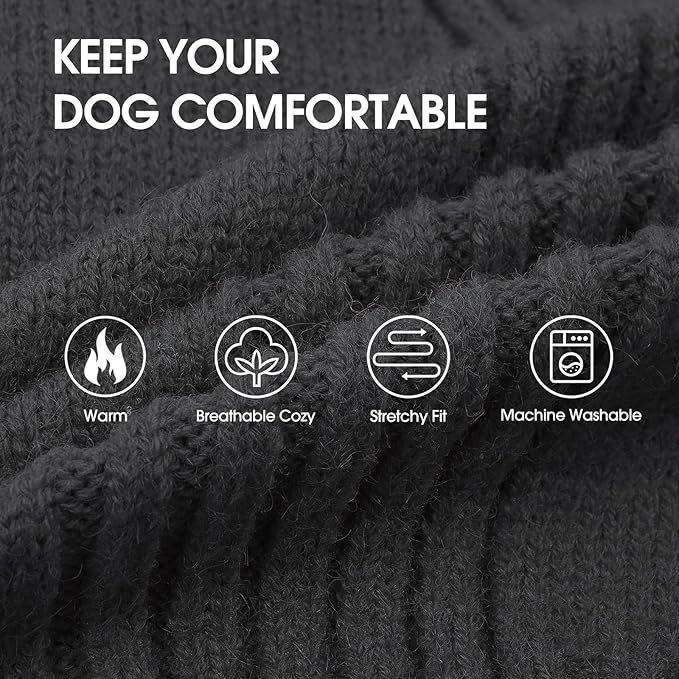 IECOii Dachshund Sweater,Turtleneck Dog Sweater for Small Medium Dogs Girl Boy,Stretchy & Breathable,Warm Knitted Pullover Coat,High Neck Knitwear for Cold Weather Indoor & Outdoor Wear (Grey,M)