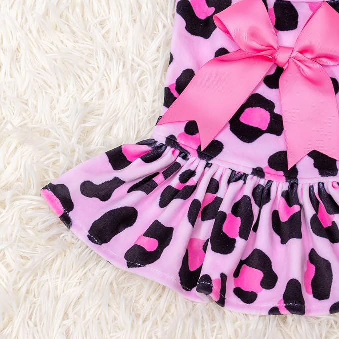 CuteBone Turtleneck Dog Velvet Dress Puppy Skirt Costume Pet Clothes Cat Apparel with Bow Hair Rope for Small Dogs CVD08XXS