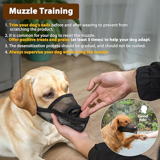 Crazy Felix Nylon Dog Muzzle for Small Medium Large Dogs Dachshund Beagle Poodle Labrador, Air Mesh Breathable and Drinkable Pet Mouth Guard for Anti-Biting Chewing Scavenging(XXXS, Black)