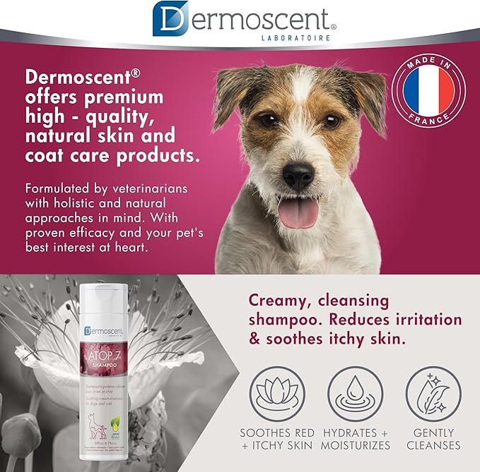 Dermoscent ATOP 7 Shampoo for Dogs & Cats - Allergies & Itchy Skin Relief - Natural Ingredients - Helps Soothe Dermatitis & Atopic Skin - 200 ml
