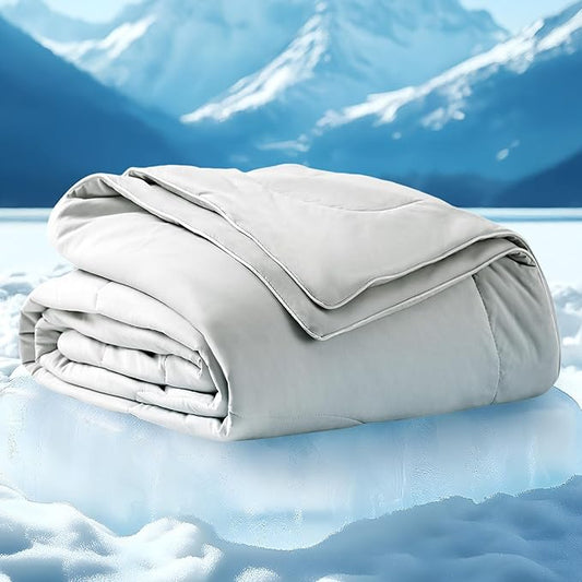 Bedsure Cooling Blankets for Hot Sleepers - Cooling Comforter, Summer Twin XL Blanket for Bed, Cold Lightweight and Breathable Dorm Room Essentials for Teens Back to School, Grey, 66x90 Inches