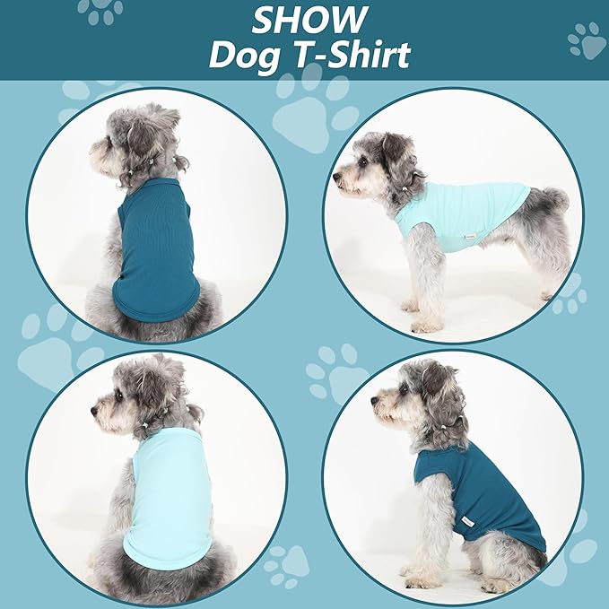 2 Pack Dog Clothes for Small Dogs Summer Dog Shirt Vest Girl Boy Lightweight Puppy T-Shirts Blank Soft and Cool Pet Clothing Sleeveless Medium Large Dog Outfit (Light Blue+Dark Cyan, X-Small)