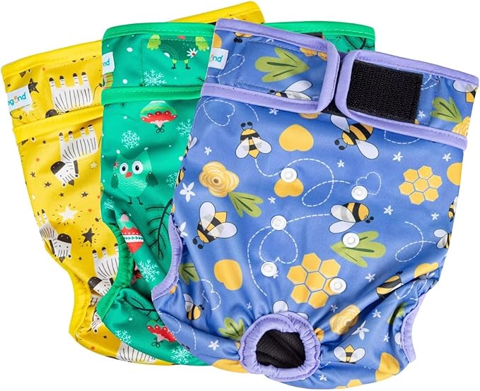 Paw Legend Washable Reusable Female Dog Period Diapers for Heat Doggie Puppy Diapers for Female Dogs (3 Pack, Large)