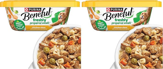 Beneful Purina Wet Dog Food Freshly Prepared Meals Chicken Stew with Rice, Carrots, Peas, and Barley Tubs- 10 oz. 8 Count (Pack of 2)