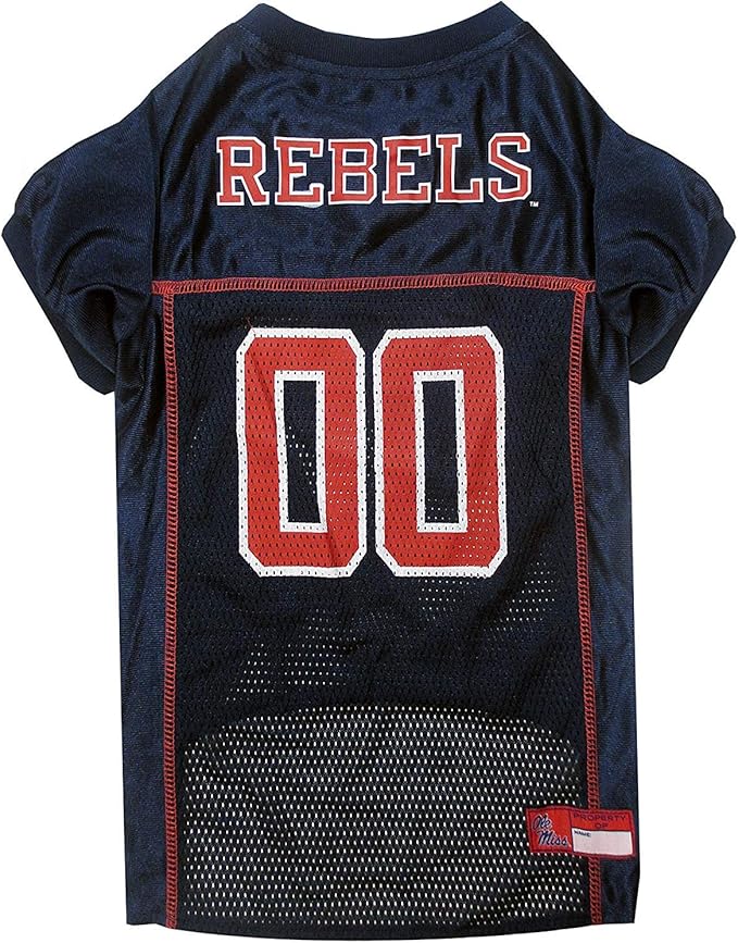 Pets First NCAA College Mississippi Ole Miss Rebels Mesh Jersey for DOGS & CATS, Medium. Licensed Dog Jersey with your Favorite Football/Basketball College Team
