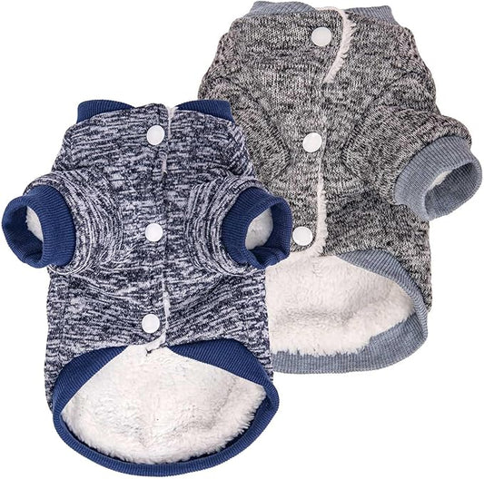 Dog Sweater, Dog Sweaters for Small Dogs, 2, 3 Pack Warm Soft Pet Clothes for Puppy, Medium Large Cat, Dogs Girl or Boy, Dog Shirt for Winter Christmas (Coat Grey+Navy, Medium)