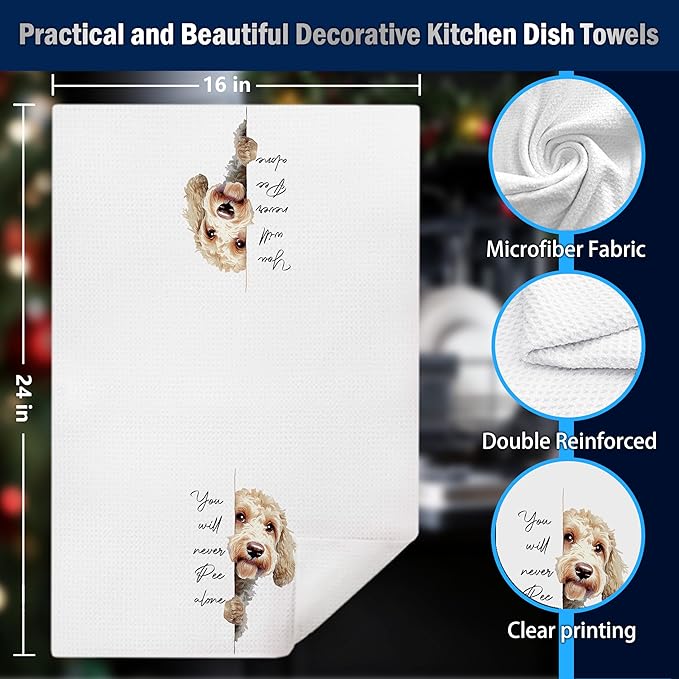 Funny Goldendoodle Bathroom Hand Towels, Goldendoodle Gifts Decorative Hand Tea Towels for Bath Room Washroom Restroom Toilet, 16x24 Inches Set of 2, Dog Bathroom Decor