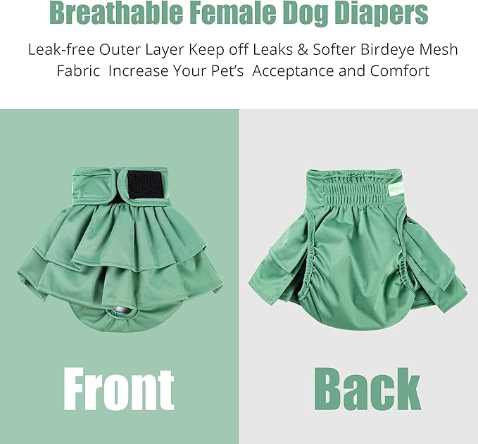 wegreeco Dog Diapers Female (3 Pack), Highly Absorbent Dog Diapers for Female Dogs in Heat, Incontinence, or Excitable Urination (HLF, Small)