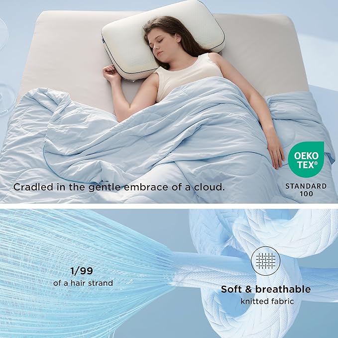 Bedsure Cooling Blankets for Hot Sleepers - Cooling Comforter, Cold and Lightweight Gift for Night Sweats, Full Size Ice Breathable Summer Blanket for Bed, Blue, 80x90 Inches