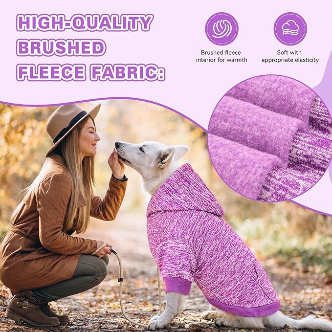 Dog Sweaters for Medium Dogs,Dog Hoodie Fleece Sweater Soft Pet Clothes Sweatshirt with Pocket Pet Hoodie for Medium Dogs(Purple&M)