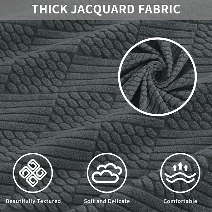 Easy-Going Waterproof Couch Cushion Covers for Couches and Sofas, Stretch Jacquard Sofa Seat Cover Replacement for Dogs, Pets & Kids, Durable Furniture Protector for Loveseat Cushions, Dark Gray