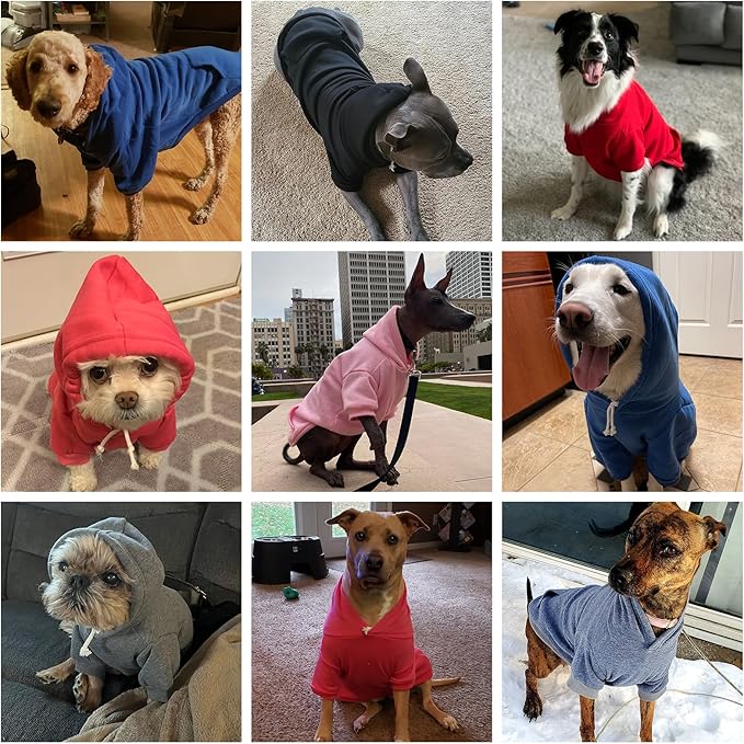 KOOLTAIL Dog Hoodie for Large Medium Small Dogs,Soft and Warm Pet Sweater with Leash Hole and Pocket Boy Girl,Puppy Fall Winter Jacket Clothes,French Pitbull Cold Weather Coat Sweatshirt,Deep Pink M