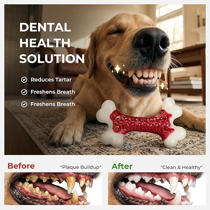 Tough Dog Toys for Aggressive Chewers Large Breed - 8'' Beef Flavor Indestructible Nylon Dog Chew Toys for Large Dogs, Heavy Duty Dog Bone Keep Busy, Teething Dental Care Toy Dog Birthday Gift