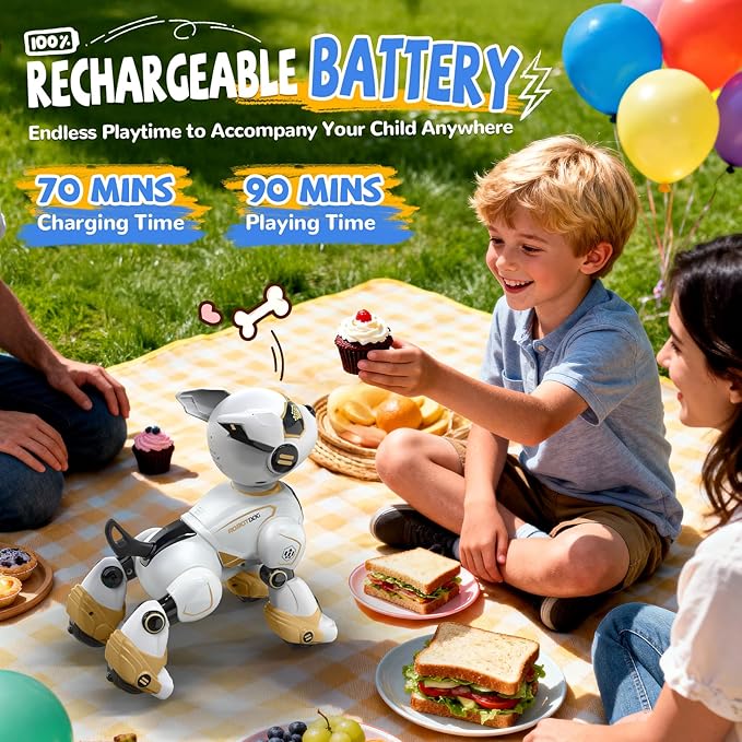 Robot Dog Toys for Kids, Remote Control Dog Robot, Voice & Touch Control, Programmable Interactive Robotic Puppy Toy, Sing, Dance, Rechargeable Robo Pet for Boys Girls Ideas