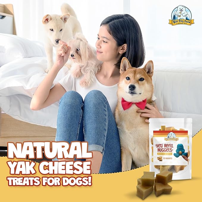Yeti Refill Nuggets for Puff and Play Dog Toys - Natural Himalayan Yak Cheese Treats, Promotes Dental Health, Suitable for All Dogs, Ideal for Interactive Chew Toys and Dispensers, 30 Pieces, 14 Oz