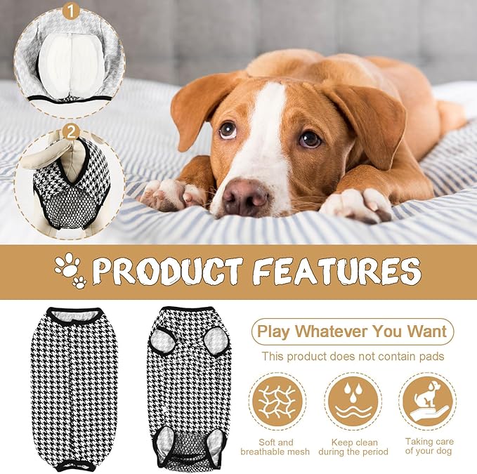 Etdane Dog Period Diapers Small Dog Period Suit Dog Sanitary Panties for Male Female Dogs Diaper Cover for Heat Plover Plaid Medium