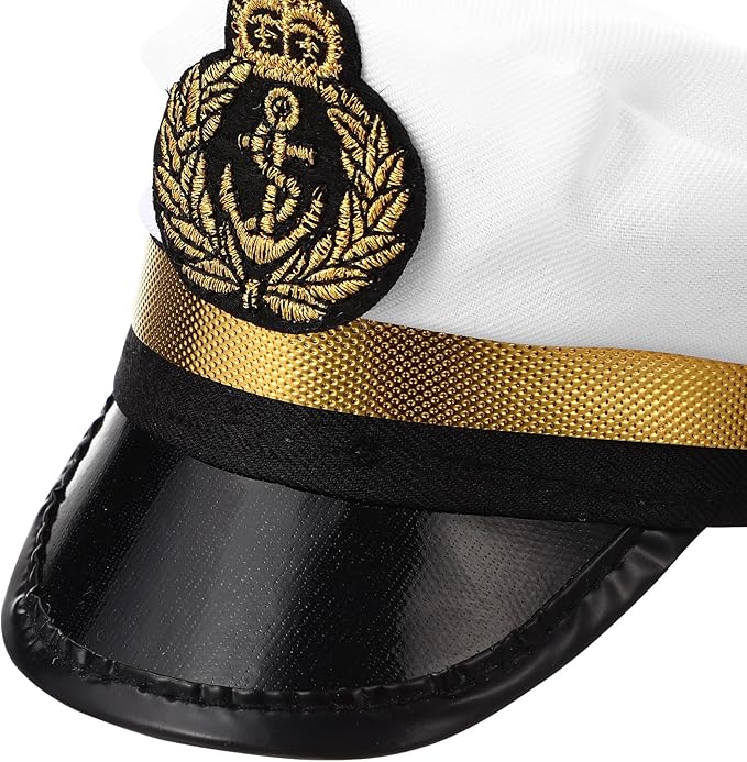 Amosfun Pet Captain's Hat Sailors Sea Captain White Hat Dog Cat Puppy Sailor Halloween Cosplay Costume 5.3 Inch