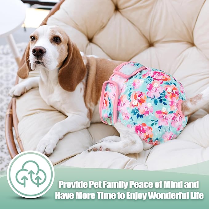wegreeco Washable Female Dog Diapers Highly Absorbent Reusable Diapers for Dog in Heat Period, 3 Pack (Ink Painting, X-Large)