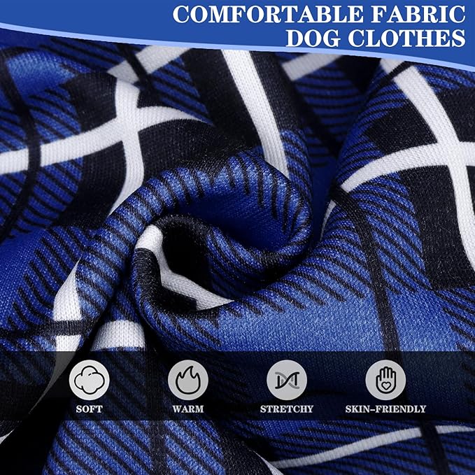 EXPAWLORER Plaid Dog Hoodie - British Style Warm Dog Sweater Shirt with Leash Hole,Pitbull Clothes Outfits,Winter Coat Apparel for All Breeds Puppy Girl Boy-Cat Apparel,Navy Blue S-Medium