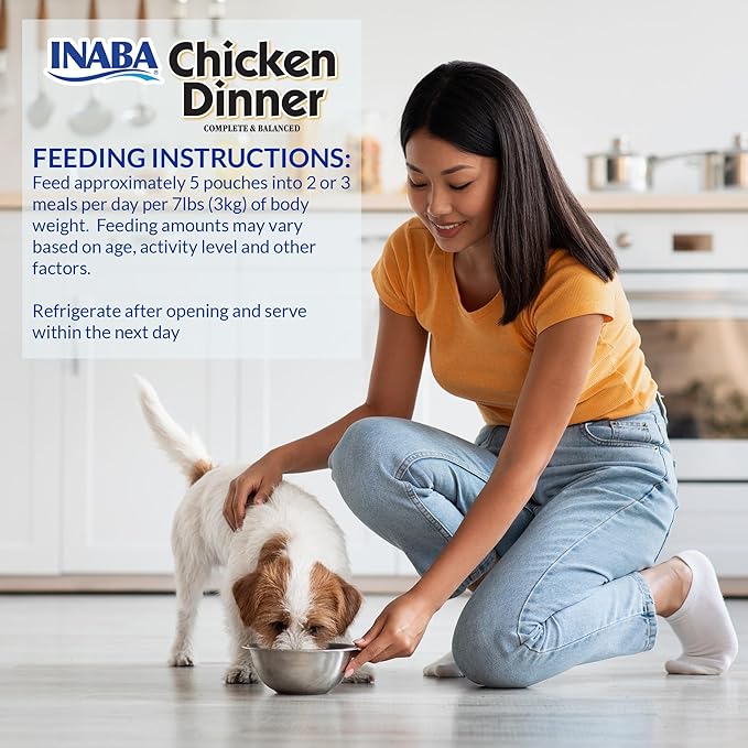 INABA Chicken Dinner for Dogs, Soft Pate Wet Dog Food, Complete & Balanced, 2.4 oz. Pouch, 15 Pouches, Salmon & Beef Variety