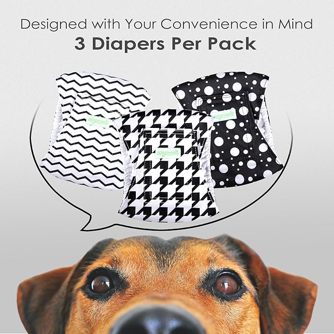 wegreeco Washable Male Dog Belly Band (Stylish Pattern)- Pack of 3 - Washable Male Dog Belly Wrap, Dog Diapers Male (Houndstooth, Small)