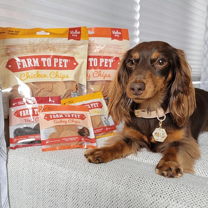 Farm To Pet - Dog Treats Chicken & Turkey Chip Protein Value Pack, 100% All Natural, Single Ingredient Training Treats, Made in USA, for Small, Medium, and Large Dogs