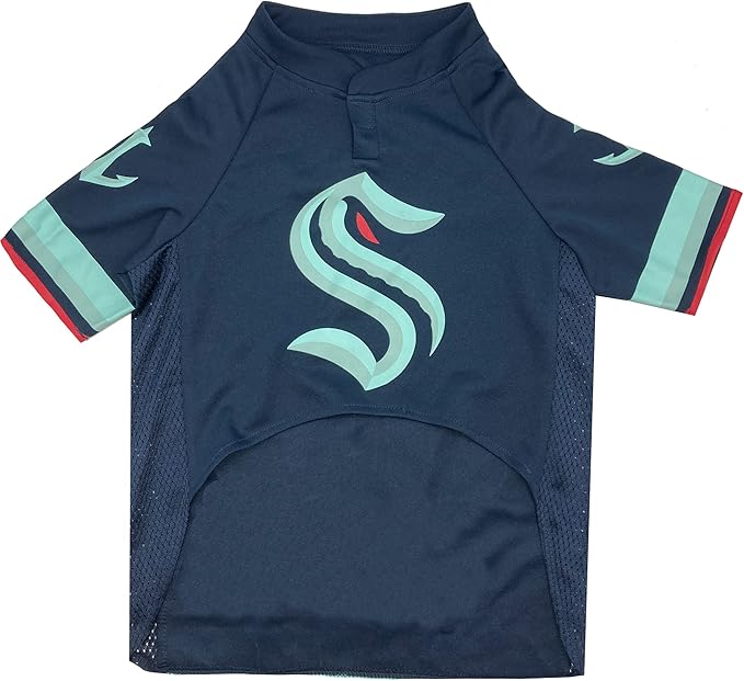 NHL Seattle Kraken Jersey for Dogs & Cats. - Size: Small. Best PET Jersey for The New HOT Ice Hockey Team for Puppies, Large Dogs, Kittens & Large Cats