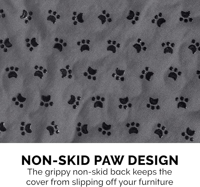 Furhaven Waterproof & Non-Slip Sofa/Couch Cover Protector for Dogs, Cats, & Children - Quilted Paw Print Living Room Furniture Cover - Gray, Sofa