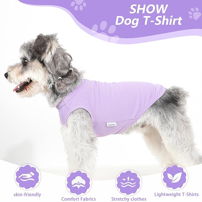 2 Pack Dog Clothes for Small Dogs Summer Dog Shirts Girl Boy Puppy T-Shirts Vest Blank Soft and Cool Pet Clothing Sleeveless Medium Large Dog Outfit Lightweight (Purple+L-Pink, X-Small)