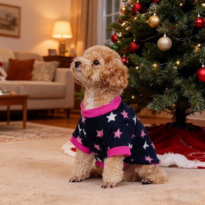 Rbenxia 4 Pcs Dog Fleece Sweaters Puppy, Warm Soft Fleece Sweater Doggie Sweatshirt Dog Pajamas Puppy Clothes for Winter, Small Dogs Cat Pets Outfits (Medium)