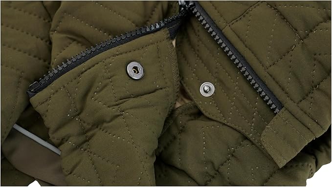 Warm Dog Coat Double Layers Dog Vest, 4 Legs Covered Windproof Waterproof Reflective Warm Dog Vest Outdoor Skating Dog Costume for Small Medium Large Dogs Olive XL
