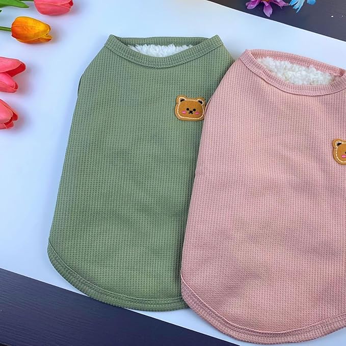 Fleece Cotton Dog Shirt - Winter Warm Lightweight Pet T-Shirts, Soft Breathable Stretchy Sleeveless Vest for Medium Small Dogs